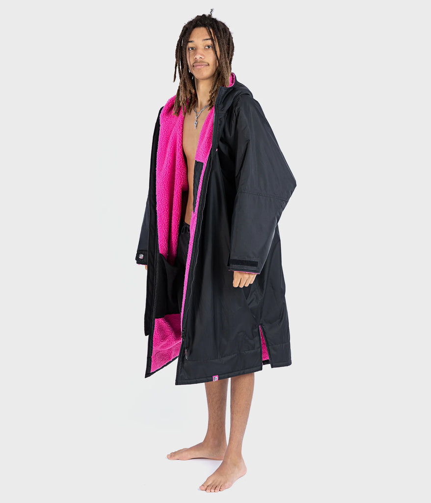 Dryrobe Advance Long Sleeve Changing Robe - Black and Pink