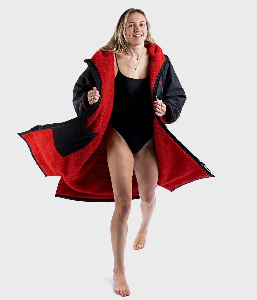 Dryrobe Advance Long Sleeve Changing Robe - Black and Red