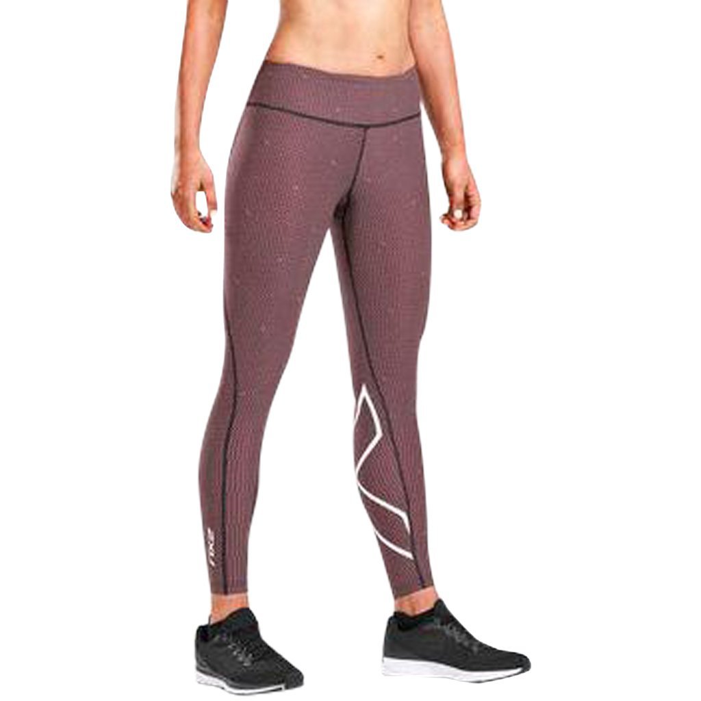 Print Mid Rise Comp Tights Brick Pink
