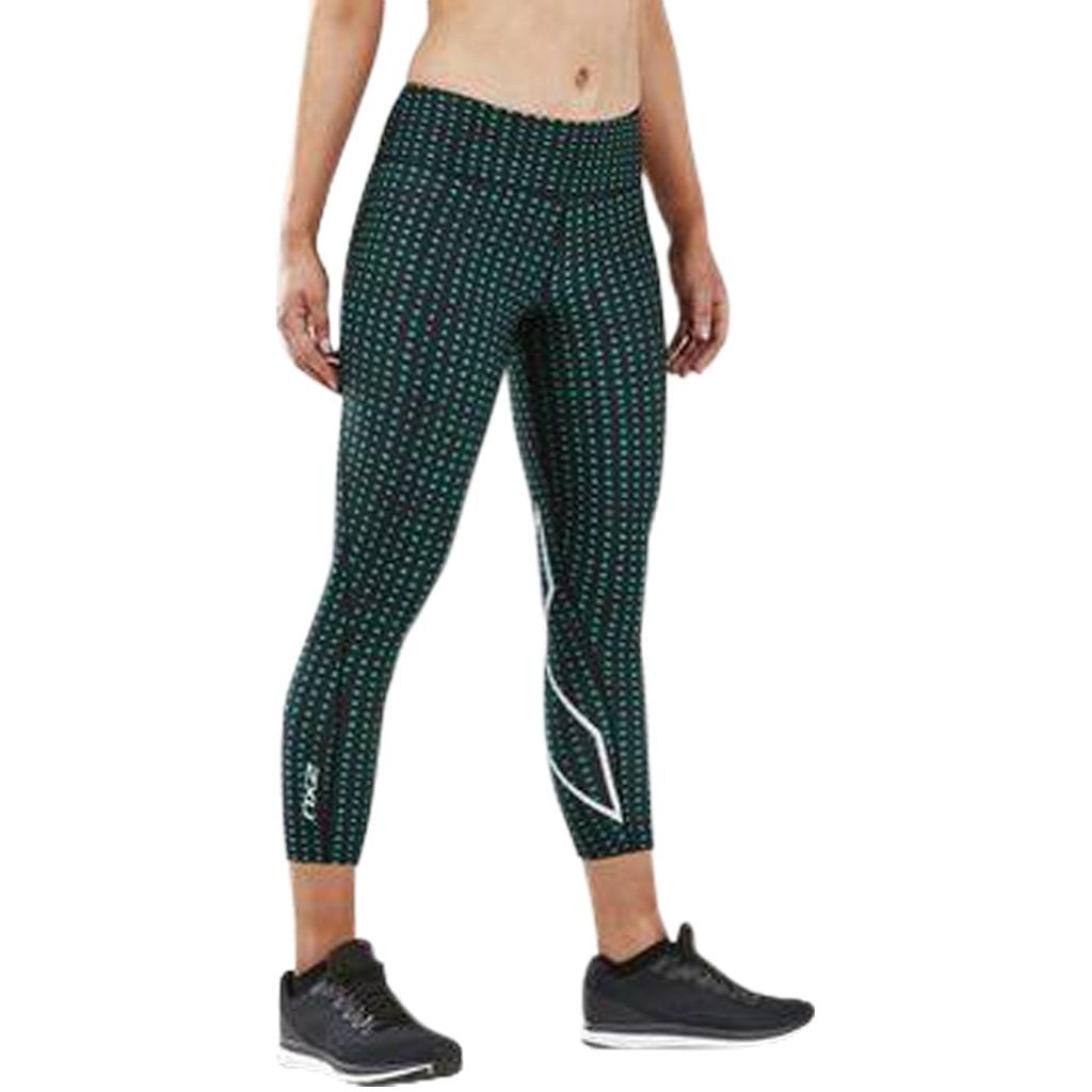 Print Mid Rise Comp 7 8 Tights Golf Green Urban Grid