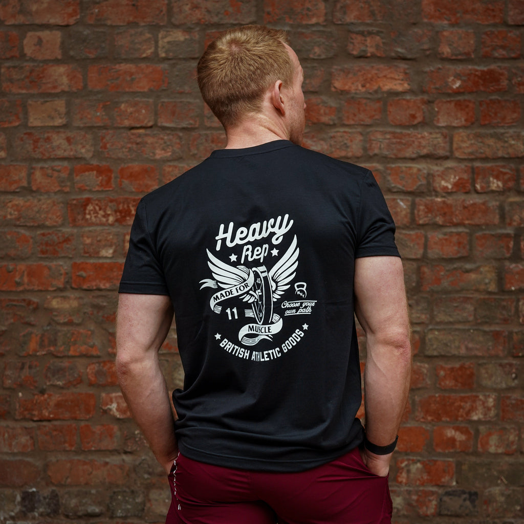 Heavy Rep Gear British Athletic Goods T-Shirt in Black