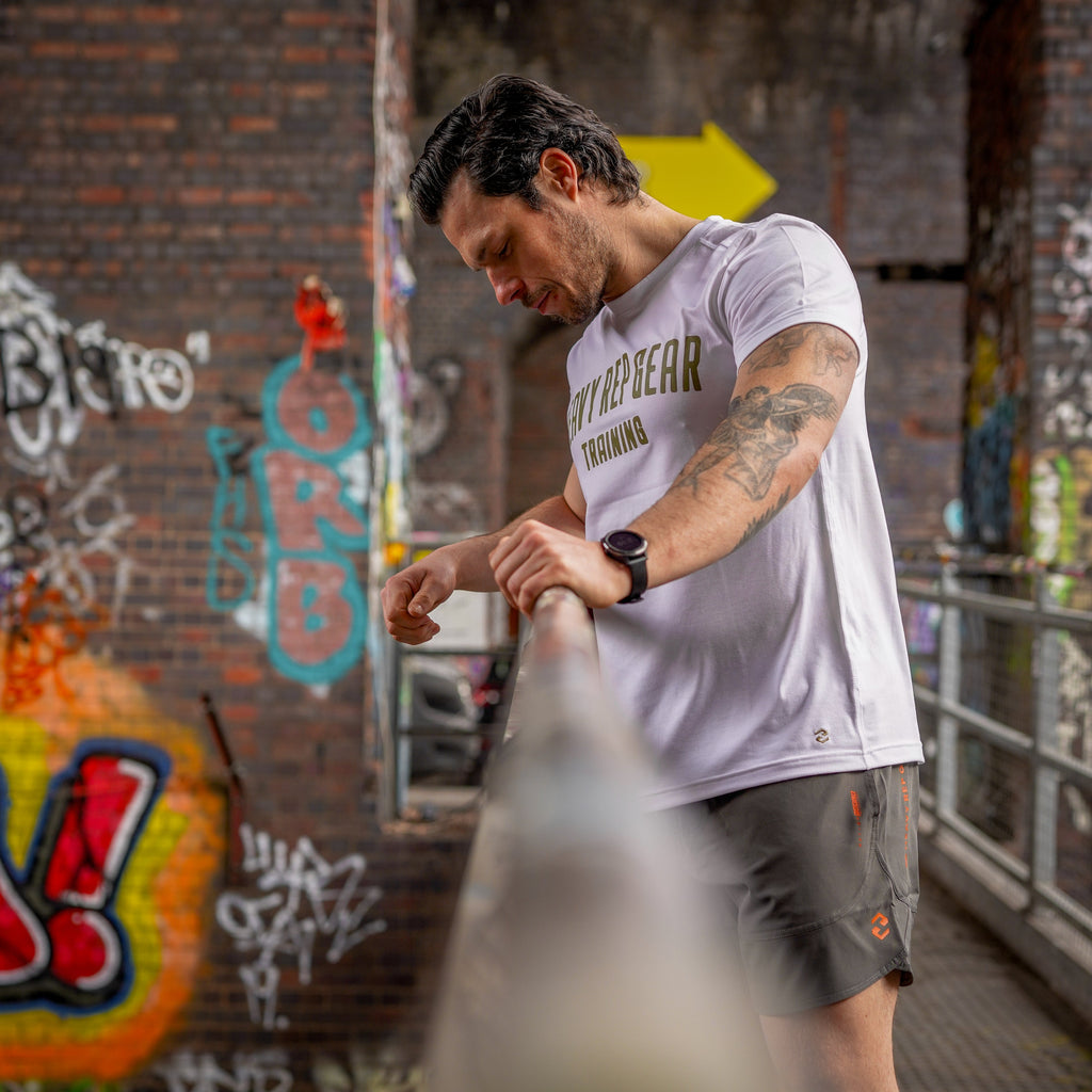 Heavy Rep Gear Training T-Shirt in White / Olive