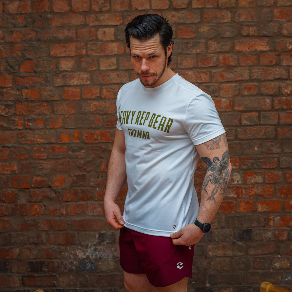 Heavy Rep Gear Training T-Shirt in White / Olive