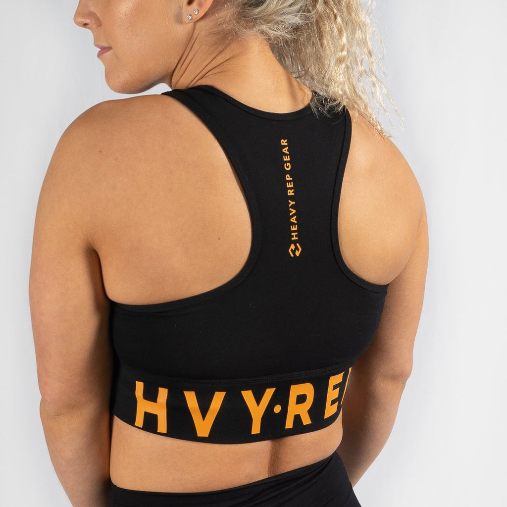 Heavy Rep Gear High Riser HVY REP Black / Mustard Sports Bra