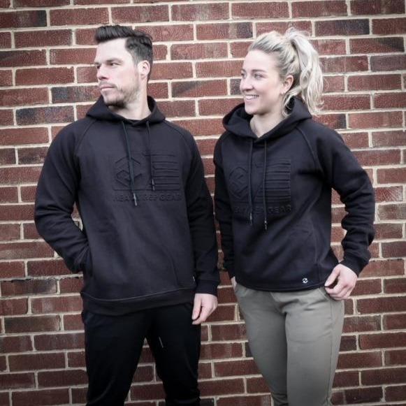 Heavy Rep Gear Flag Embossed Performance Hoodie in Black