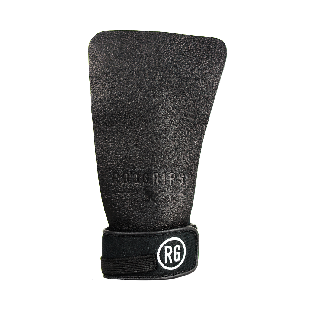 RooGrips 3 Finger Leather Gymnastic Grips Black