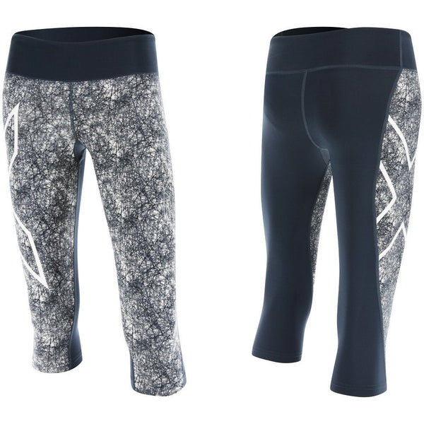 2XU PTN Mid-Rise Comp 3/4 Tights Ombre Blue / Vein Dense