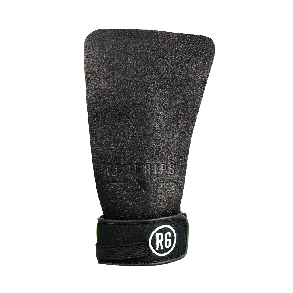 RooGrips 3 Finger Leather Gymnastic Grips Black